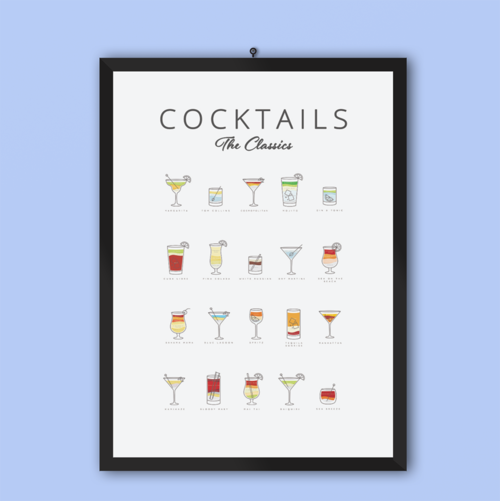 Classic Cocktails Art Print – Premium Matte Poster for Bar &amp; Home Decor 🍸✨